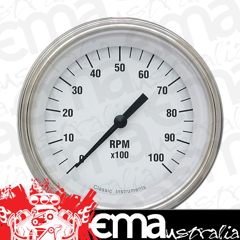 Classic Instruments WH10SLF White Hot - Tachometer 10K RPM 3-3/8"