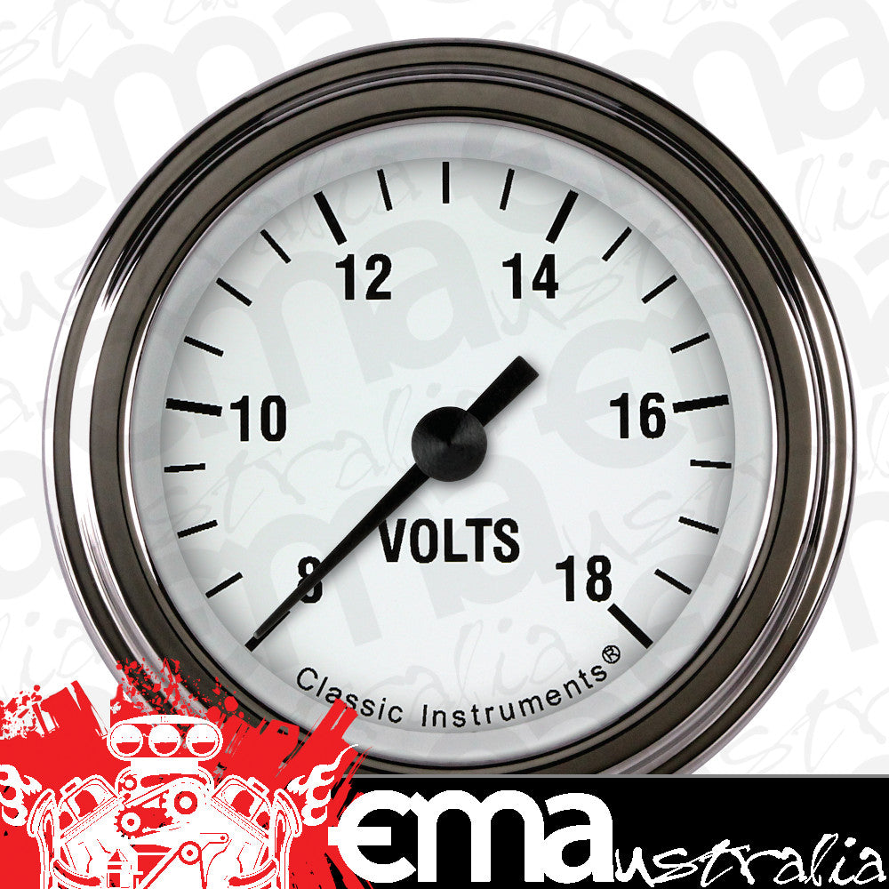 Classic Instruments WH130SLF White Hot - Volt Gauge Full Sweep 2-1/8"