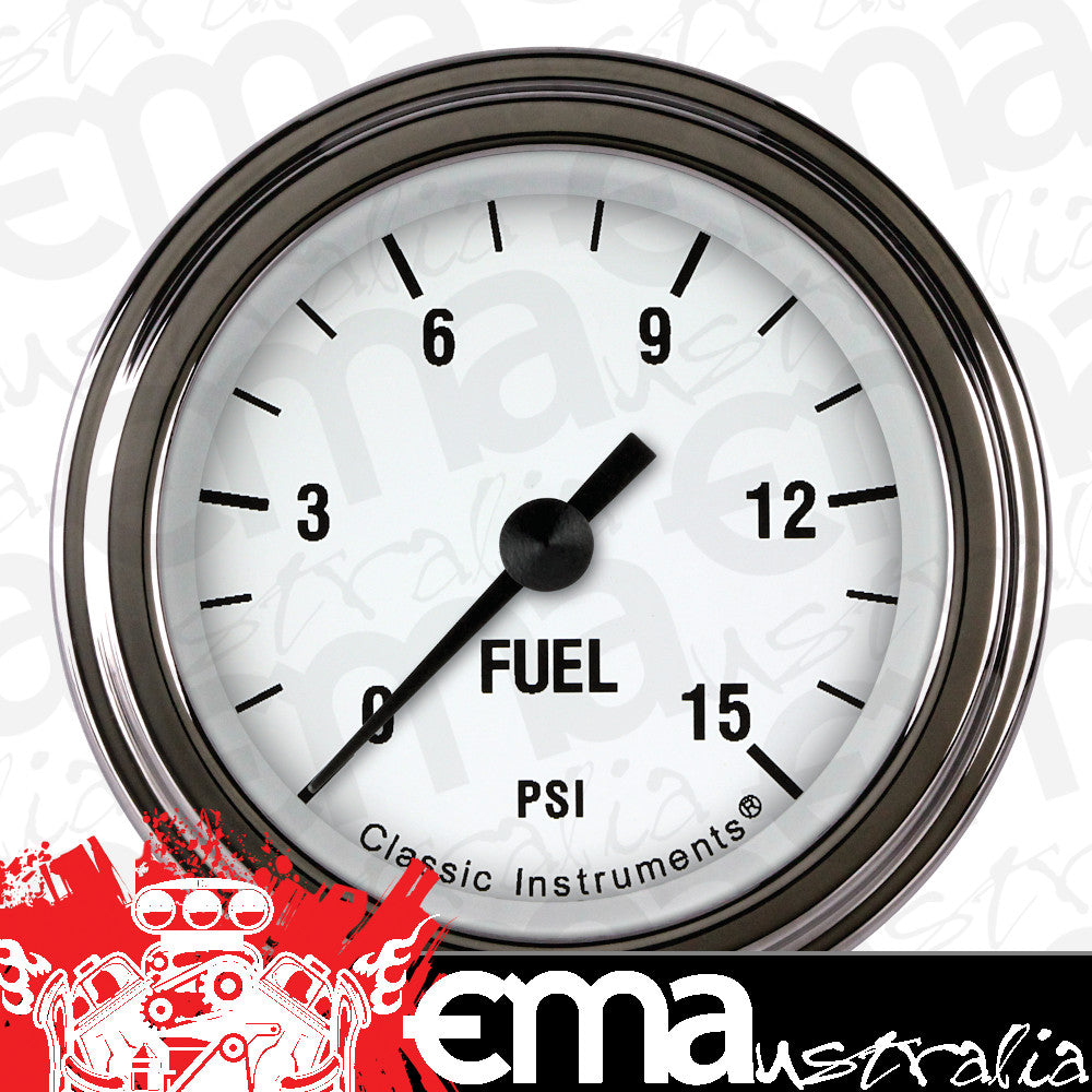 Classic Instruments WH145SLF White Hot 2-1/8" Full Sweep Fuel Pressure 15psi E