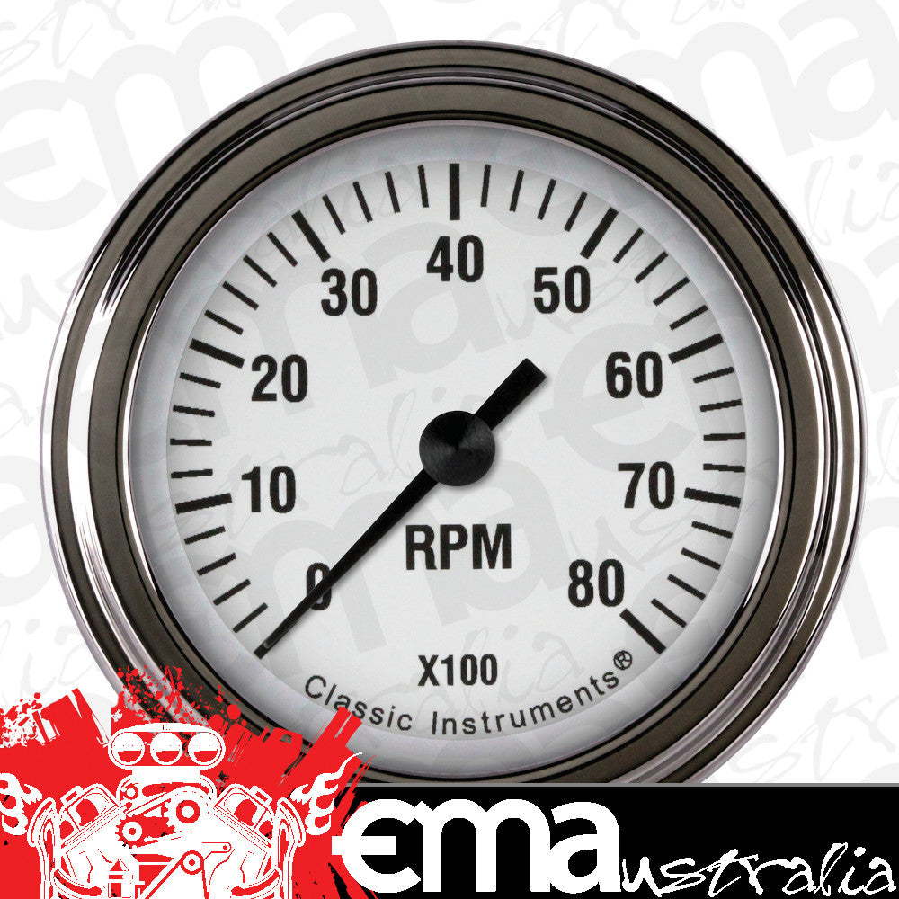 Classic Instruments WH183SLF White Hot 2-1/8" Tachometer
