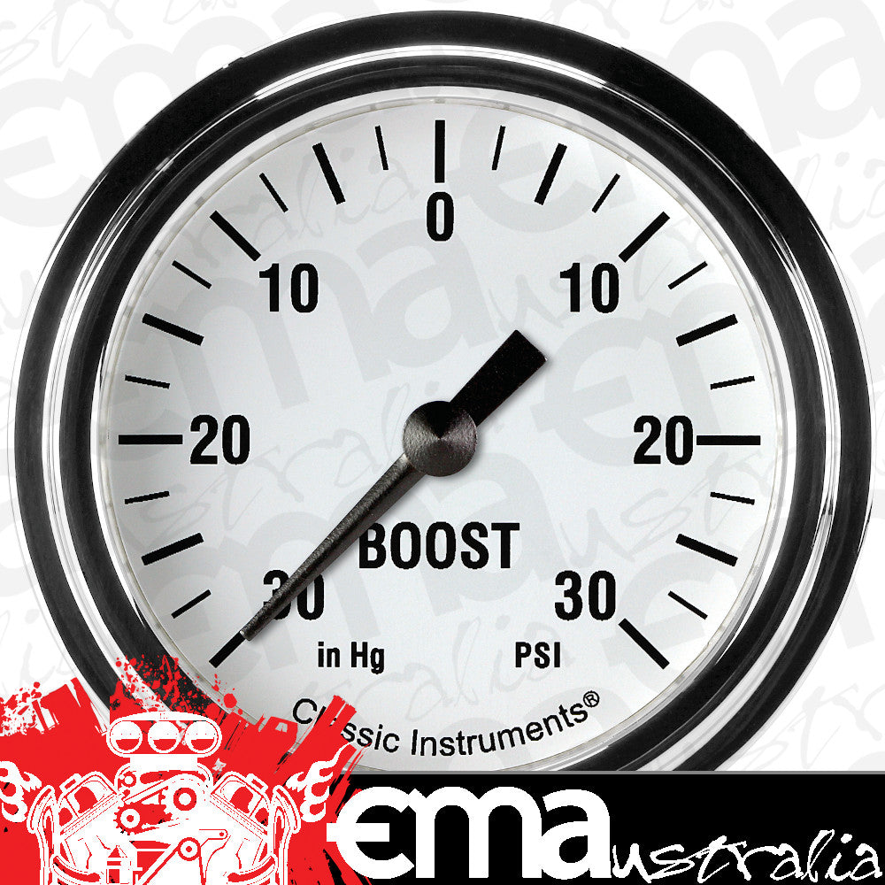 Classic Instruments WH341SLF White Hot 2 5/8" Boost/Vac Gauge