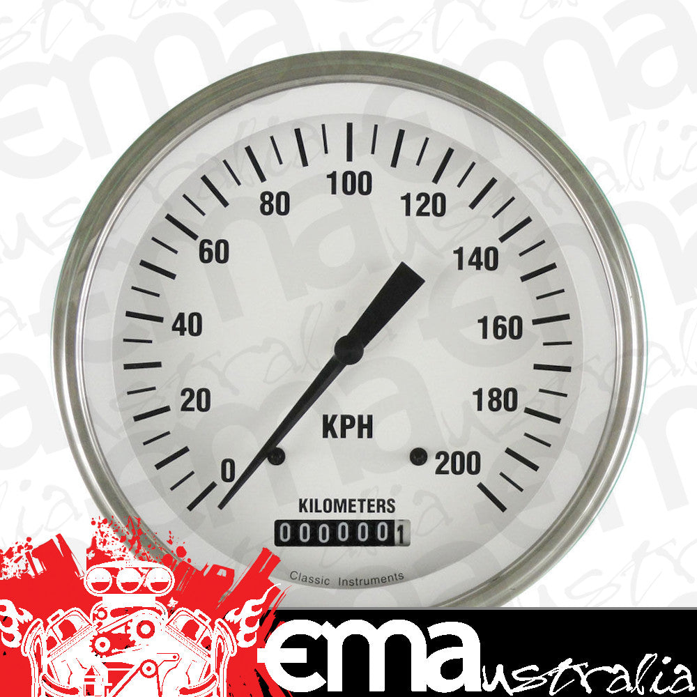 Classic Instruments WH58SLF White Hot - Speedometer Gauge 4-5/8" (stock KPH)