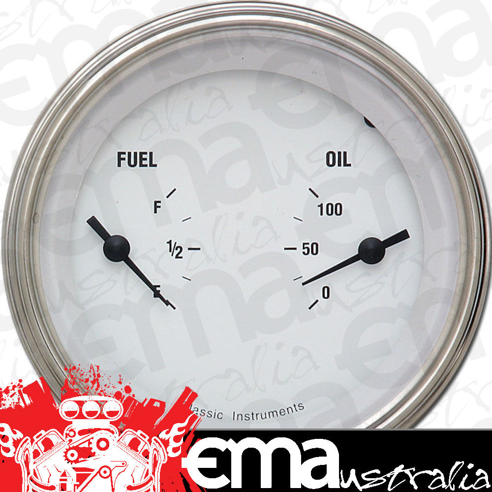Classic Instruments WH72SLF White Hot - Dual Gauge Oil & Fuel (240-33 OHM)