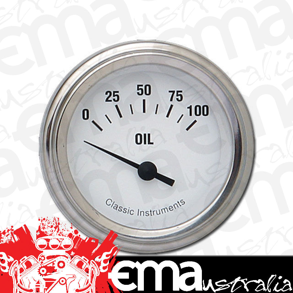 Classic Instruments WH81SLF White Hot - Oil Pressure Gauge 2-1/8"