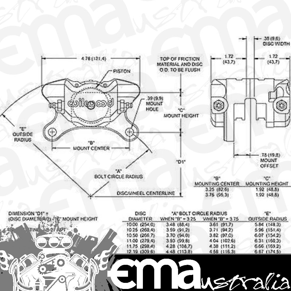 WILWOOD DYNAPRO BRAKE CALIPER SUIT .380"X13" ROTOR WB120-9687