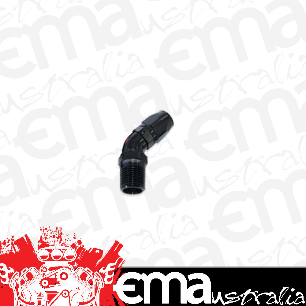 Aeroflow AF528-06-06BLK Male 3/8 NPT 45 Deg to -6 Hoseblack Full Flow Billet 1 Piece