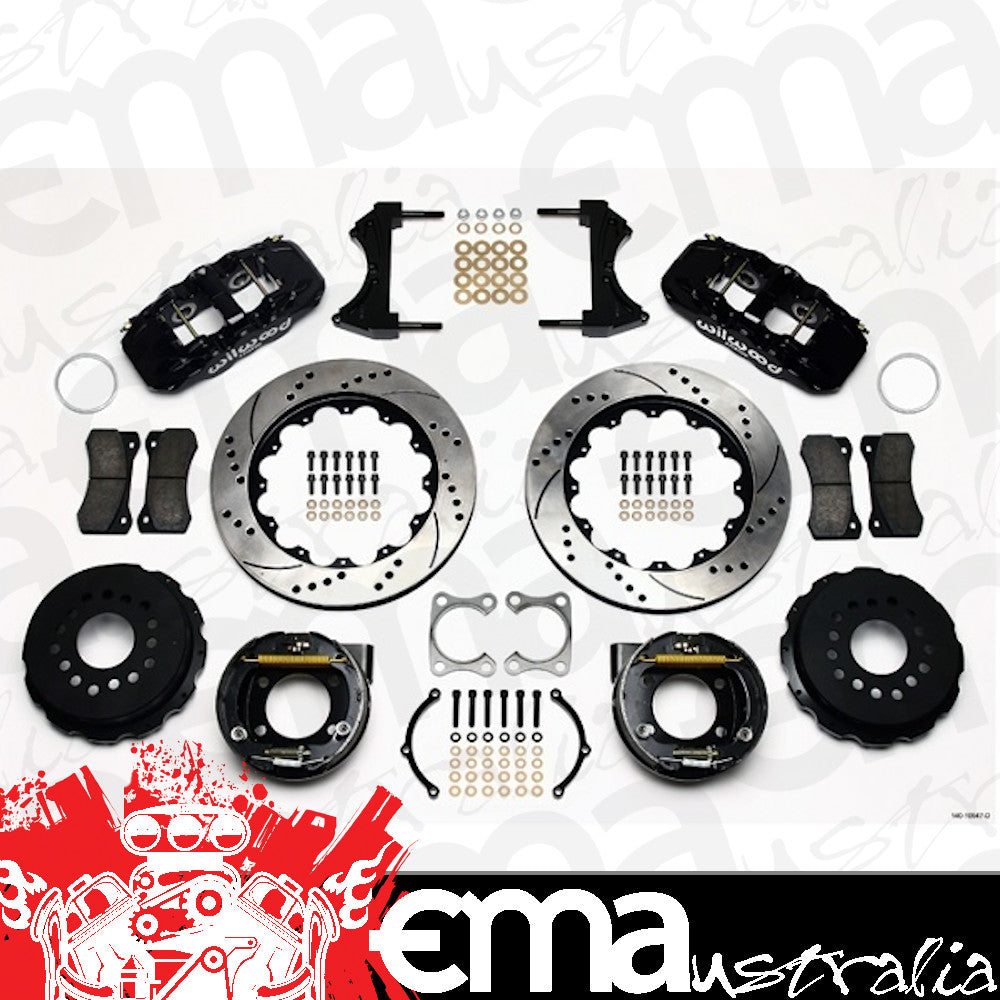 Wilwood WB140-10947-D AERO4 Big Brake Rear Kit - 4-Piston 14" (Suit Ford Big Bearing With 2.36 Offset & Internal Park Brake)