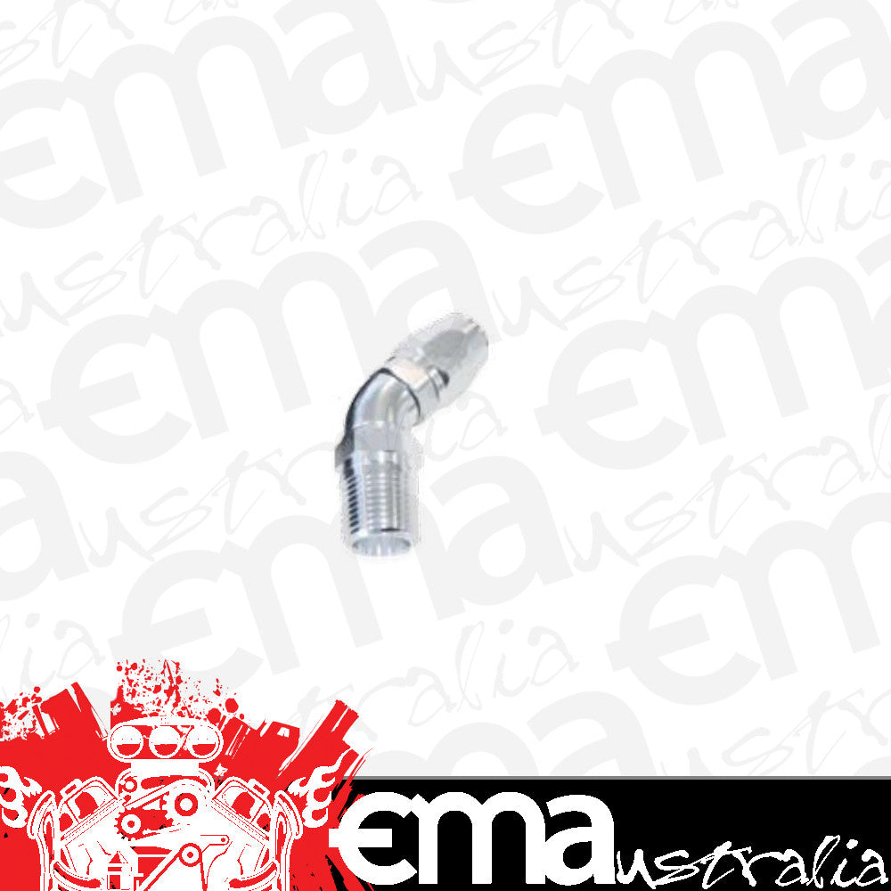 Aeroflow AF528-08-04S Male 1/4 NPT 45 Deg to -8 Hosesilver Full Flow Billet 1 Piec