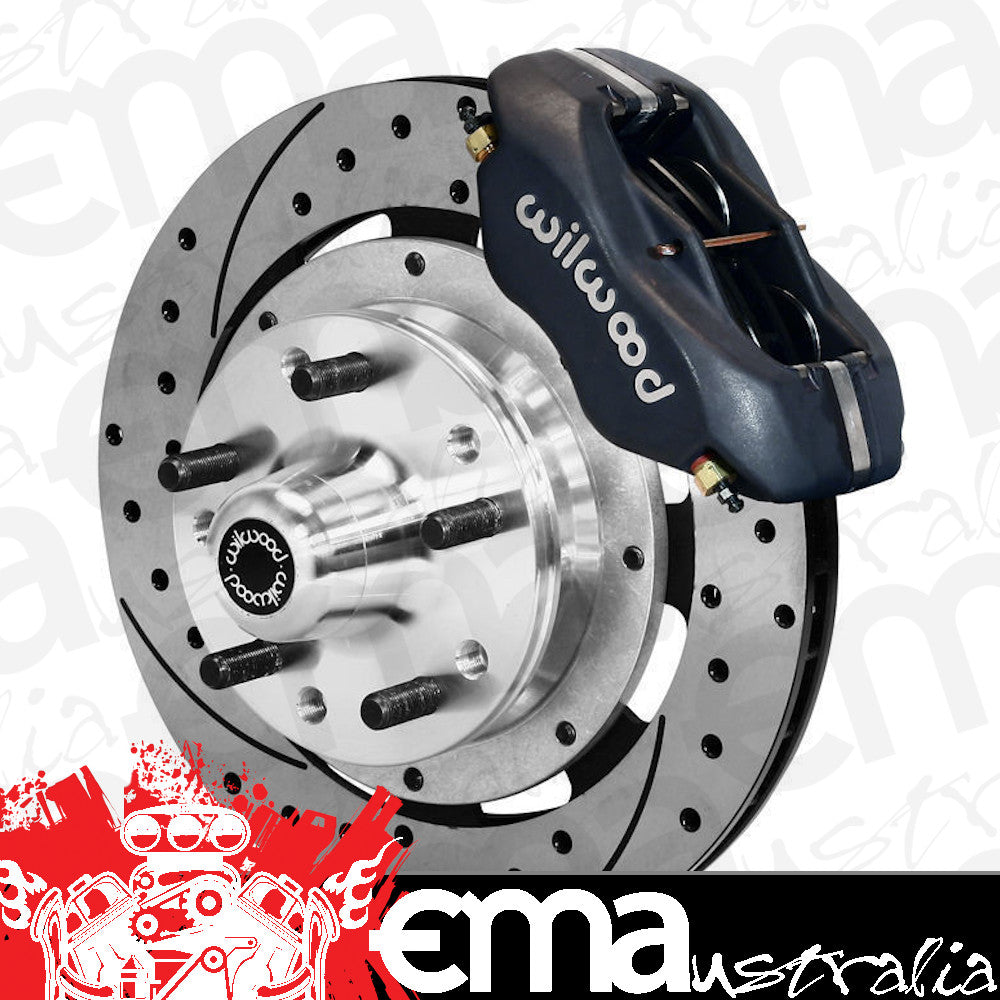 Wilwood 140-11010-D Dynalite Pro Front Brake Kit Drilled Slotted 4 Spot for Chevy 1955-57