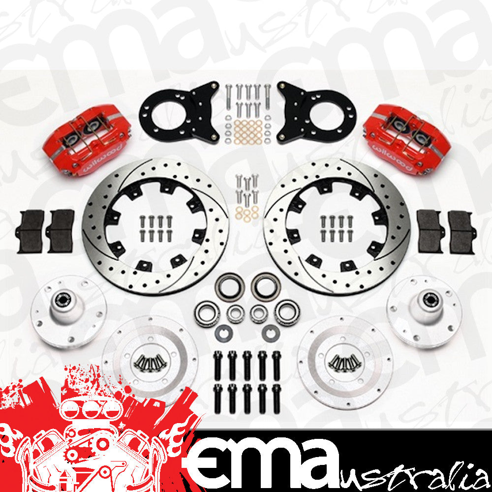 Dynapro Dust-Boot Front Red Brake Kit - 4-Piston 12.19" (Suit 63-69 Ford Fairlane, Falcon, Ranchero, Torino & 63-67 Mercury Comet, Cougar) (WB140-1334