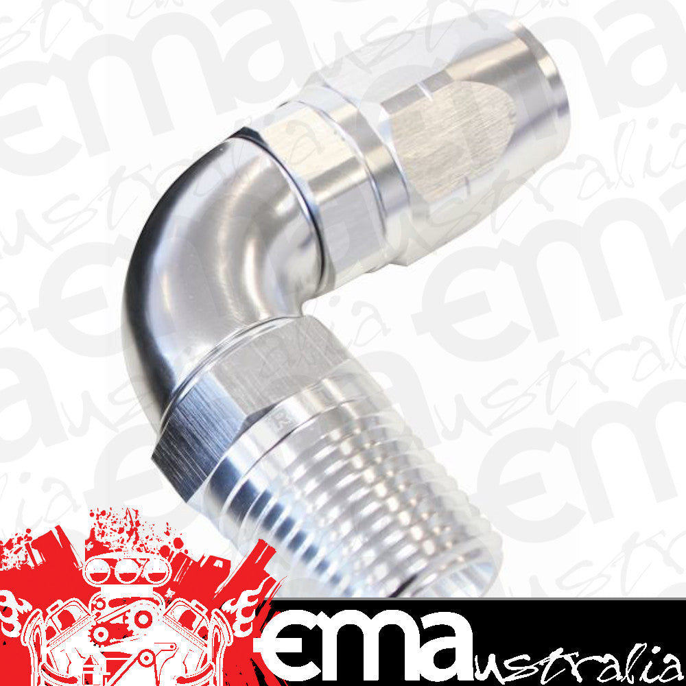 Aeroflow AF529-08-04S Male 1/4 NPT 90 Deg to -8 Hosesilver Full Flow Billet 1Piece