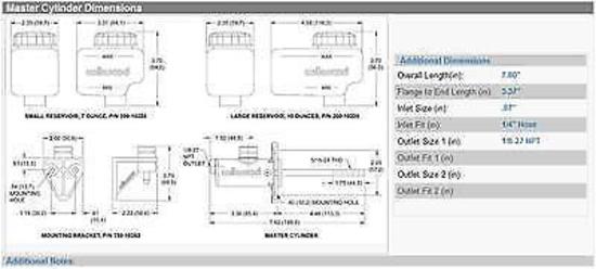 Wilwood WIL260-10373 Compact Combination Master Cylinder 13/16" Bore Remote Reservoir