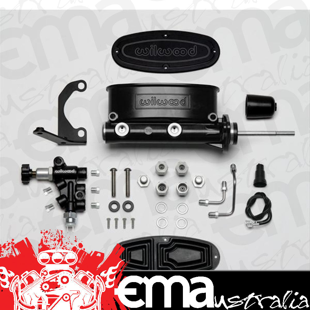 WILWOOD 7/8" TANDEM MASTER CYLINDER WIL261-13271BK BLACK WITH VALVE & BRACKET