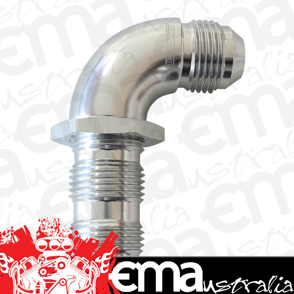 Aeroflow Performance Products AF533-04S 90 Deg Bulkhead -4AN Full Flowsilver No Restriction Nut Sepe