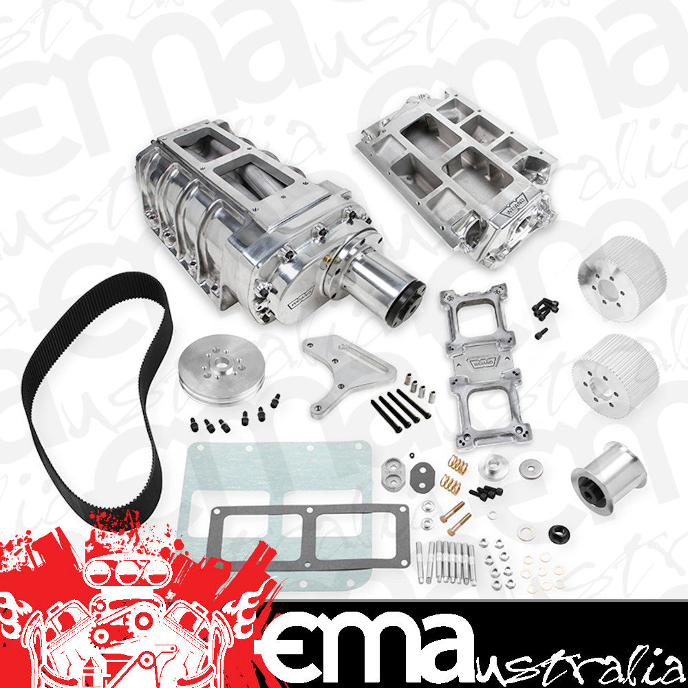 Weiand WM7386P 8-71 Supercharger Kit - Polished BB Chev W/ Long Water Pump & 8Mm Pitch Drive Belt