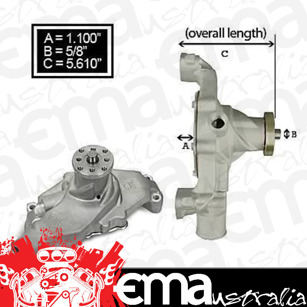 Weiand WM9208 Aluminium High Volume Short Water Pump Chev Small Block 265-350