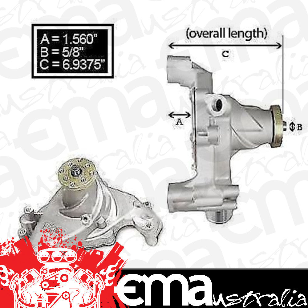 Weiand WM9240P Action +Plus H/V Water Pump Polished Long Chev SB 262-400 V8