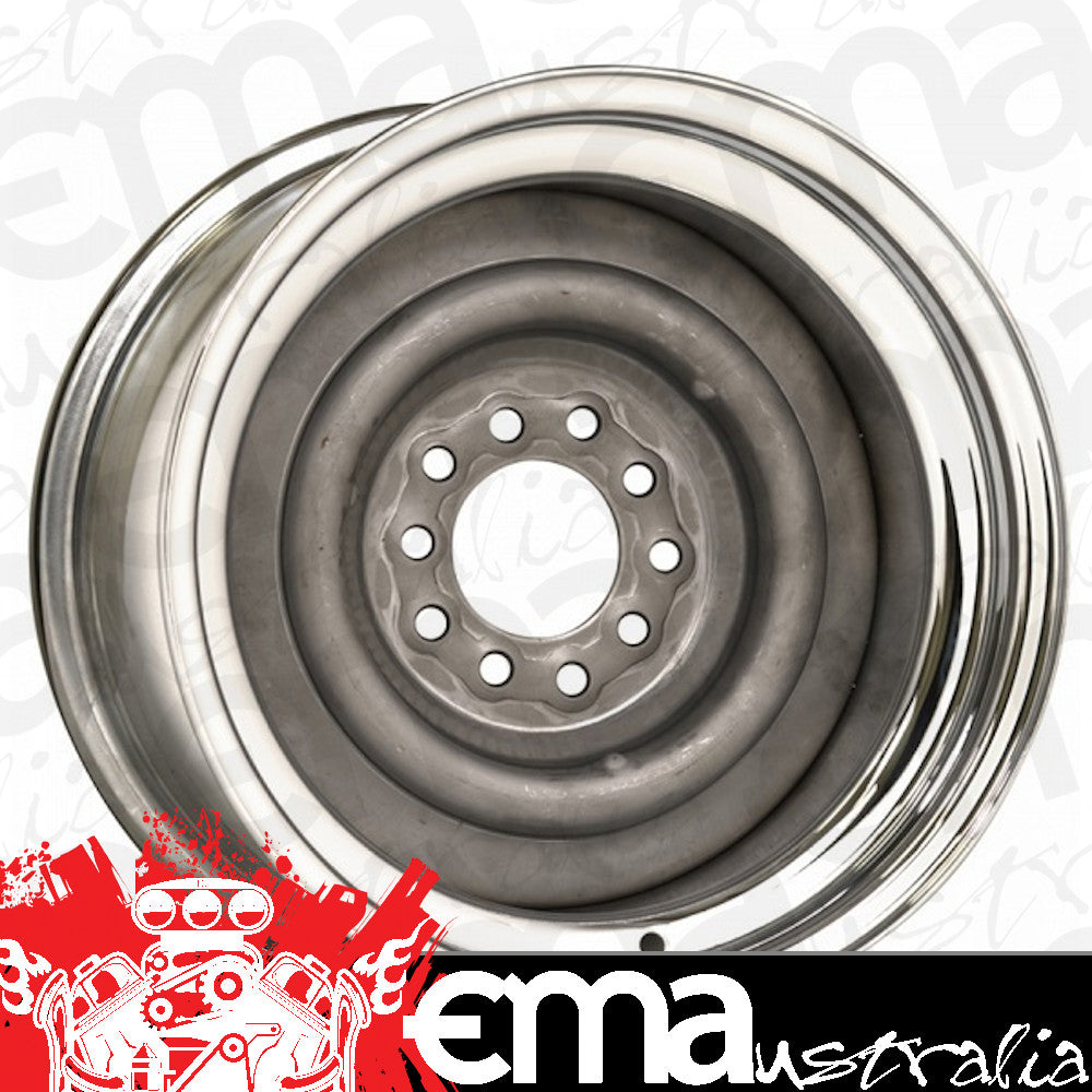 Wheel Vintiques WV13-571204 Chrome Outer Grey Primer Center Smoothie Steel Rim 15 X 7" 4-1/2 & 4-3/4" Bolt Circle w/ 4" Back Space