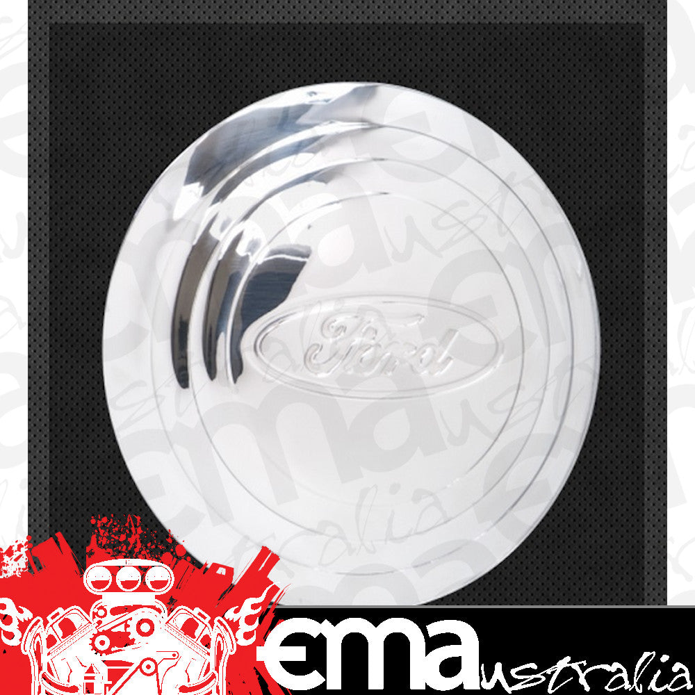 Wheel Vintiques WV2002 Chrome Street Rod Wire Cap Ribbed w/ Ford Logo