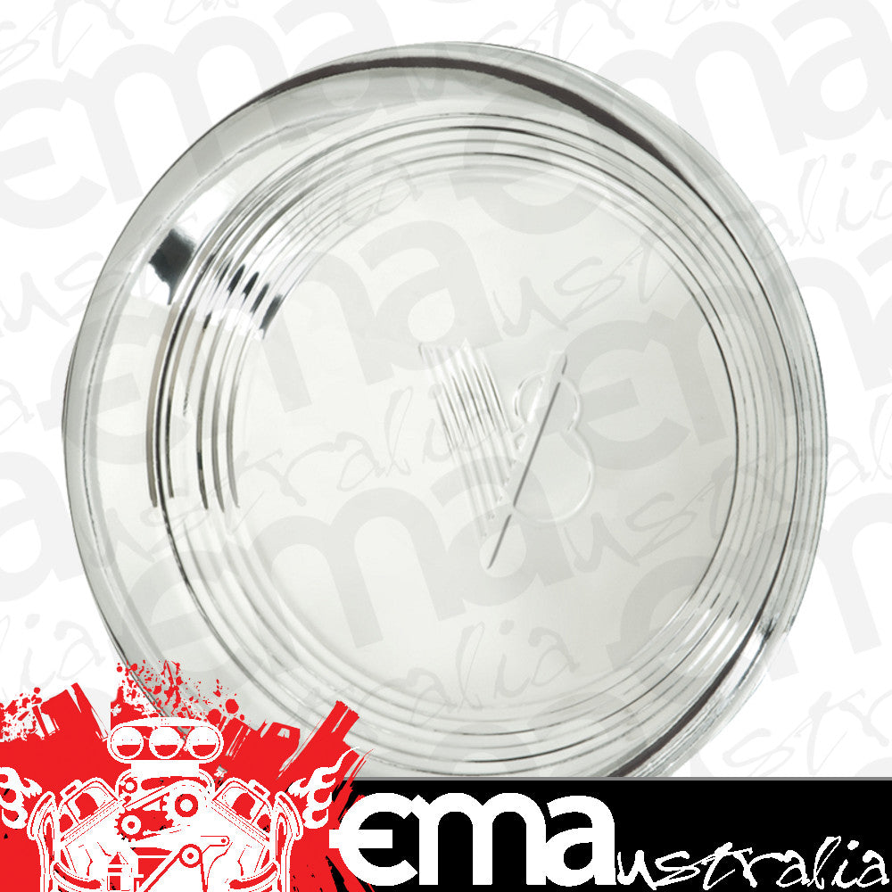 Wheel Vintiques WV2006-A Stainless 1940 Standard V8 Cap V8 Logo Ribbed Outer suit 14" & 15" Smoothie Rims