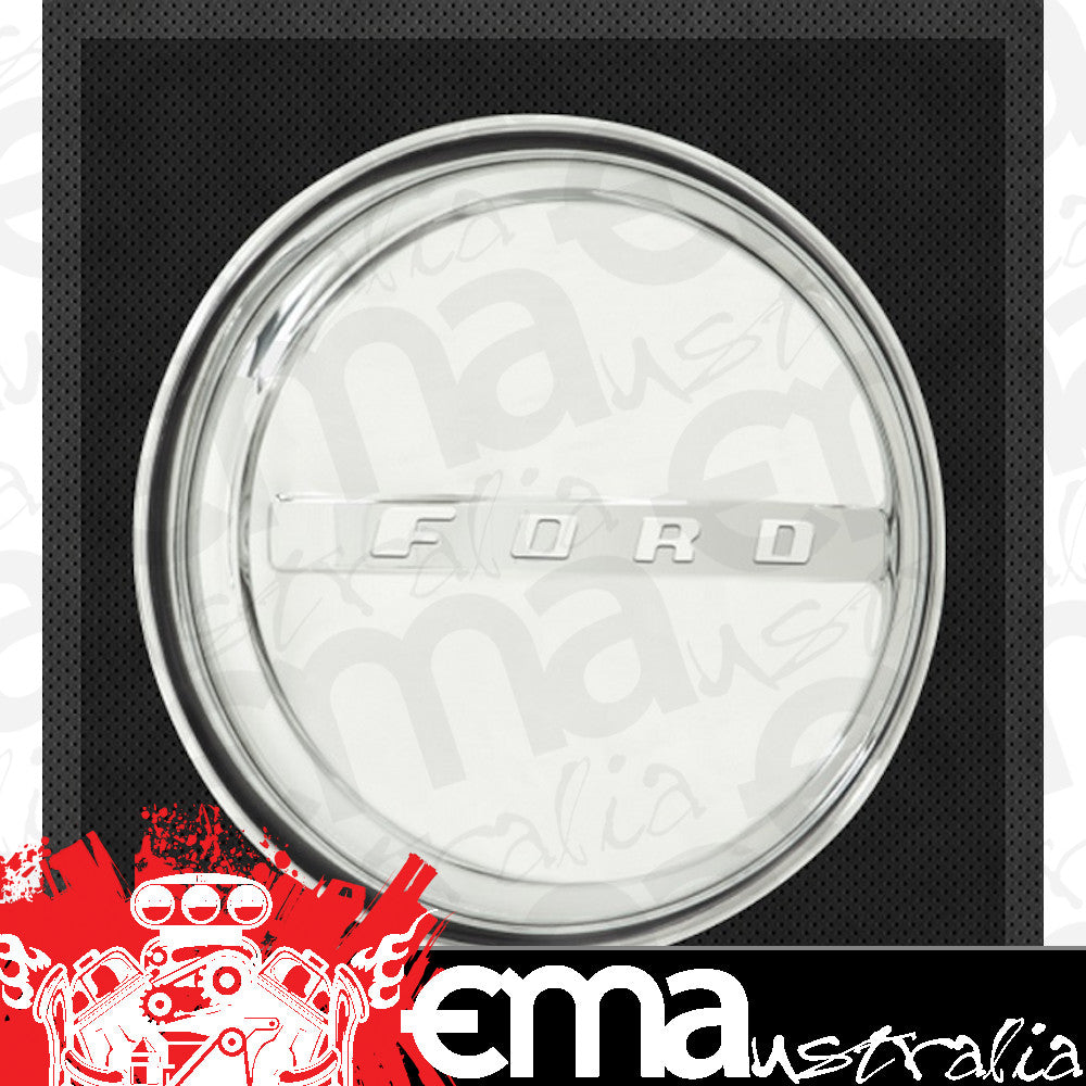 Wheel Vintiques | WV2011 | Stainless 1947-48 Ford Cap Ribbed w/ Ford Logo