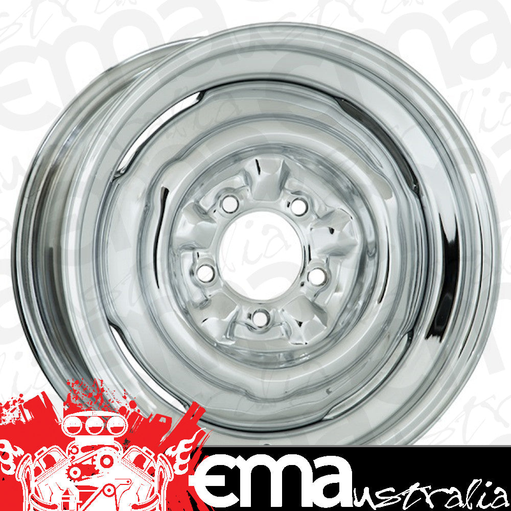 Wheel Vintiques WV64-563404 Chrome O.E Ford Rim - Chev Style 15 X 6" 4-3/4" Bolt Circle w/ 4" Back Space
