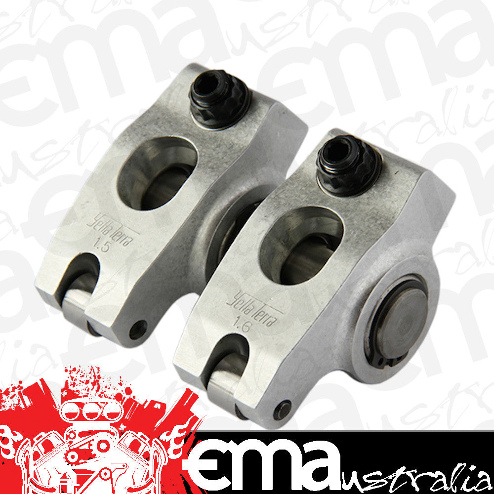 Yella Terra YT6341 Platinum Roller Rocker Set 1.6 X 1.5 Ratio 7/16" Mount Twin Shaft Adjustable S/B Chev W/ Allpro Bowtie Brodix Track 1 Dart Ii Iron Eagl