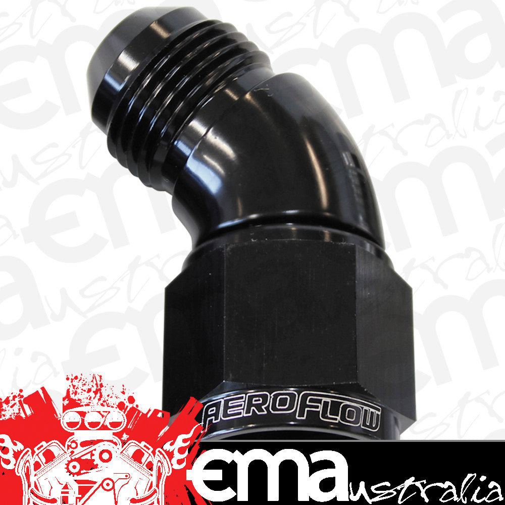 Aeroflow AF542-16BLK 45 Deg Female - Male -16AN Black Full Flow