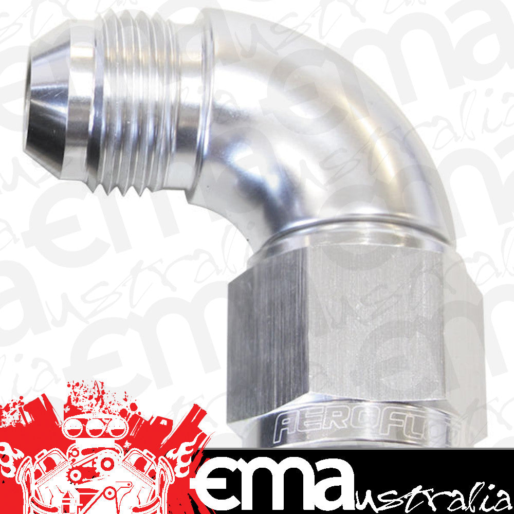 Aeroflow AF543-06S 90 Deg Female - Male -6AN Silver Full Flow