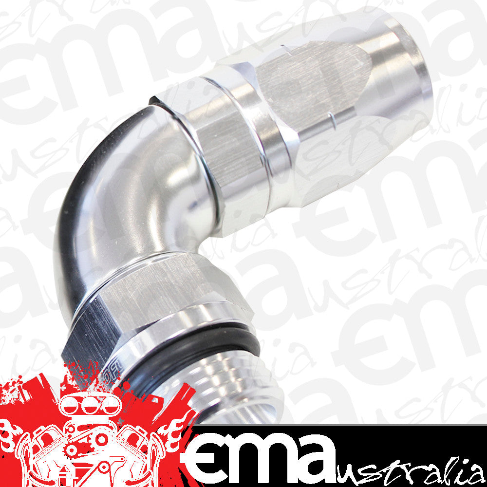 Aeroflow AF549-12-12S Male Hose End -12ORB To-12 Hosefull Flow Billet 90 Deg Silver