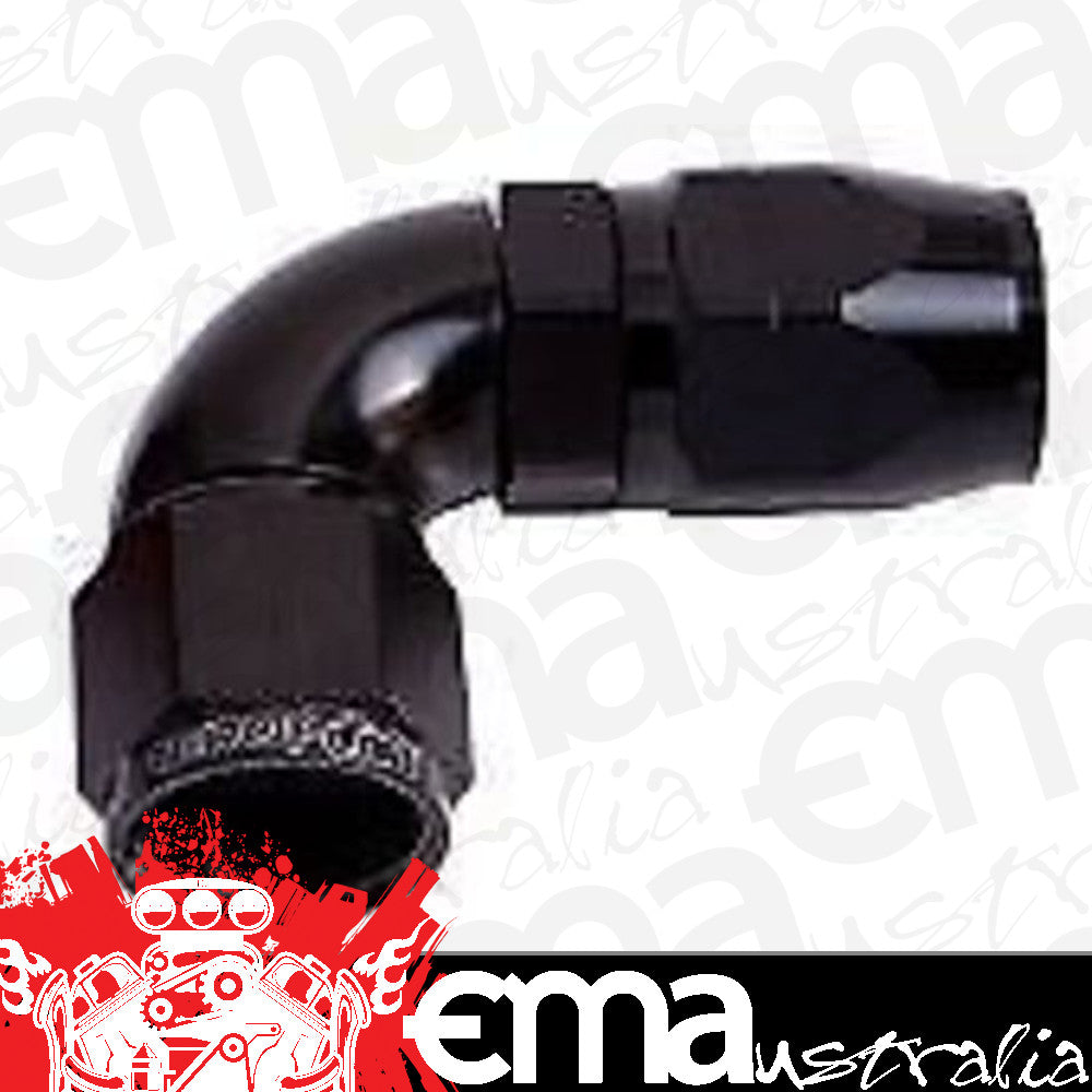 Aeroflow AF553-08BLK Alloy 90 Deg Hose End -8AN Black Cutter Style Full Swivel
