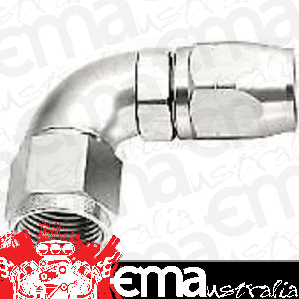 Aeroflow AF553-08S Alloy 90 Deg Hose End -8AN Silver Cutter Style Ful Swivel