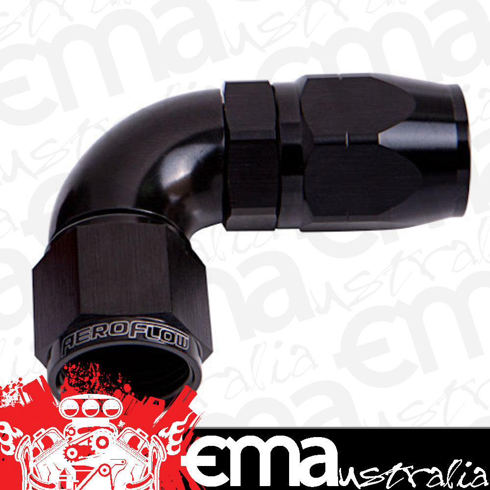 Aeroflow AF553-10BLK-25 Alloy 90 Deg Hose End -10AN Black Cutter Style Full Swivel