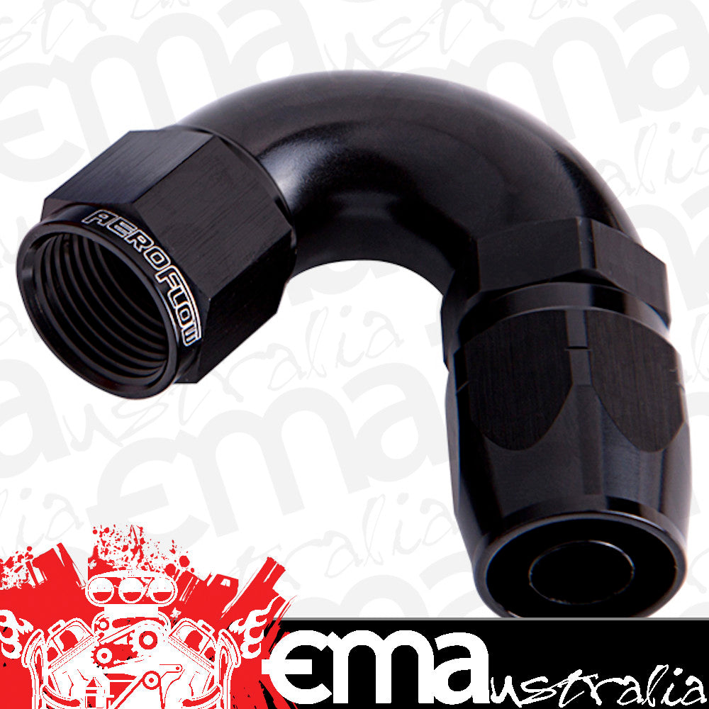 Aeroflow Performance Products AF554-12BLK Alloy 120 Deg Hose End -12AN Black Cutter Style Full Flow