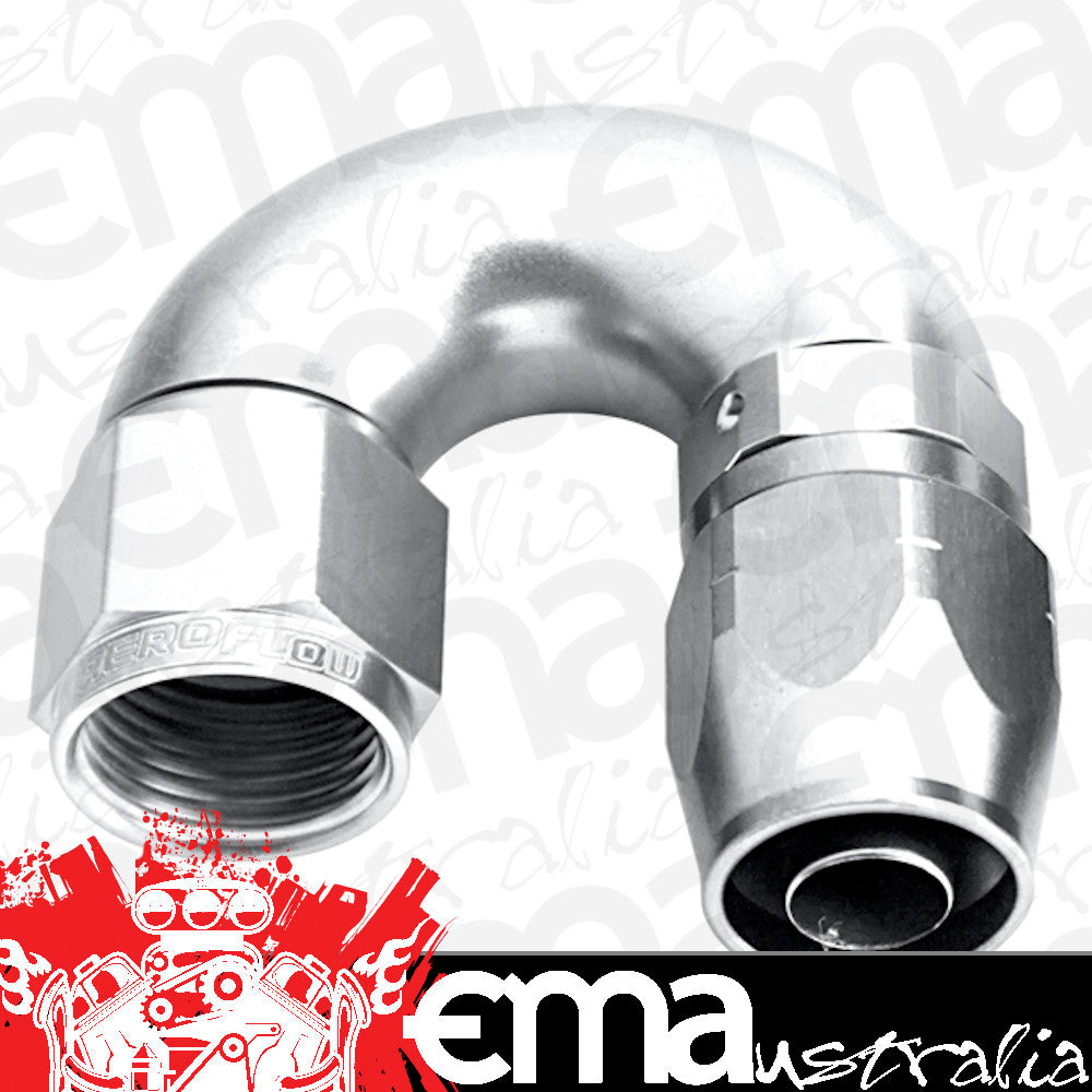 Aeroflow AF556-04S Alloy 180 Deg Hose End -4AN Silver Cutter Style Full Flow