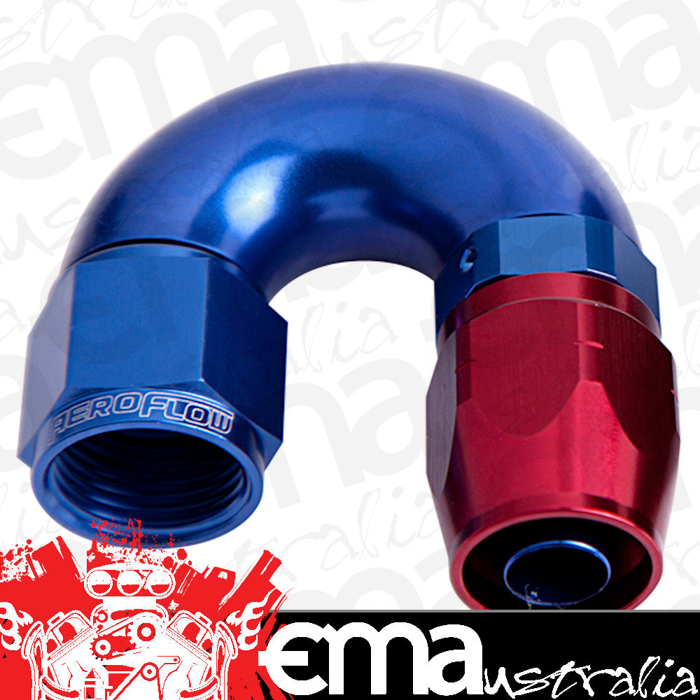 Aeroflow AF556-16 Alloy 180 Deg Hose End -16AN Blue Cutter Style Full Flow