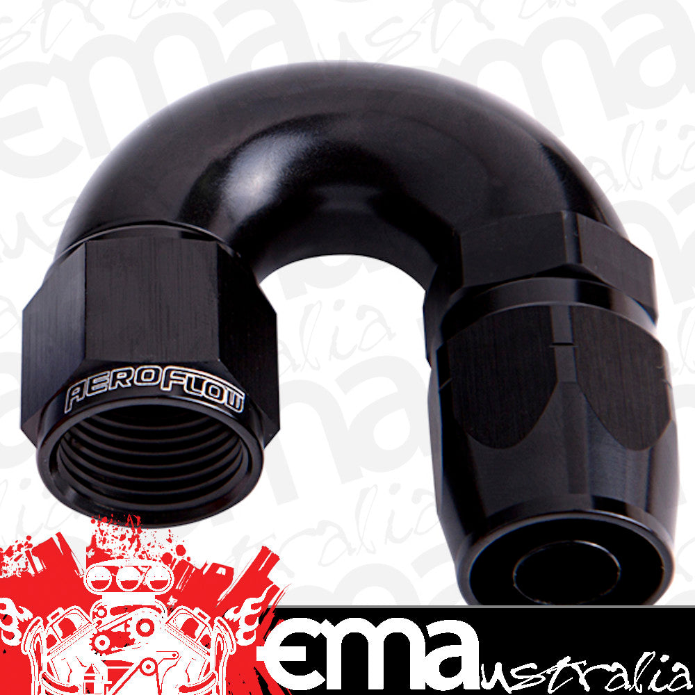 Aeroflow AF556-16BLK Alloy 180 Deg Hose End -16AN Black Cutter Style Full Flow