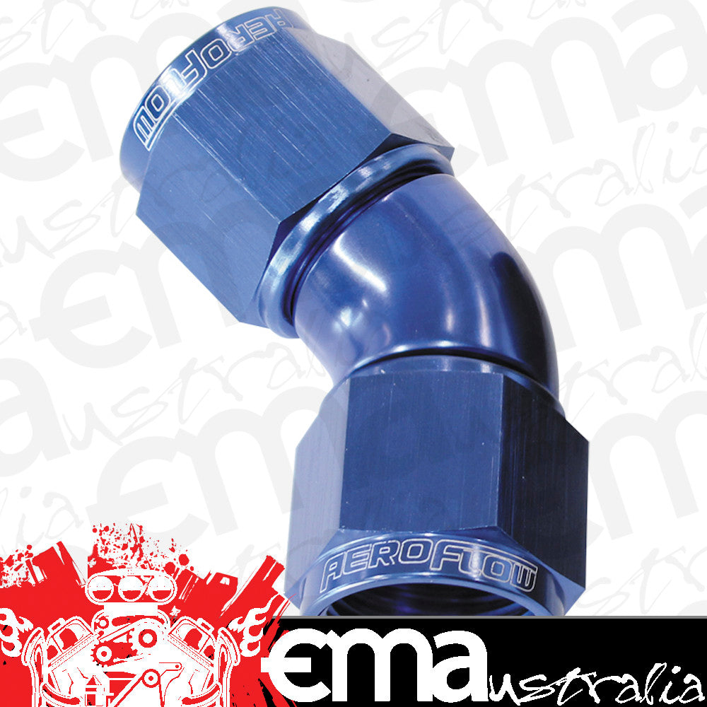 Aeroflow AF563-16 -16AN 45 Deg Swivel Coupler Blue Billet Full Flow 1 Piece