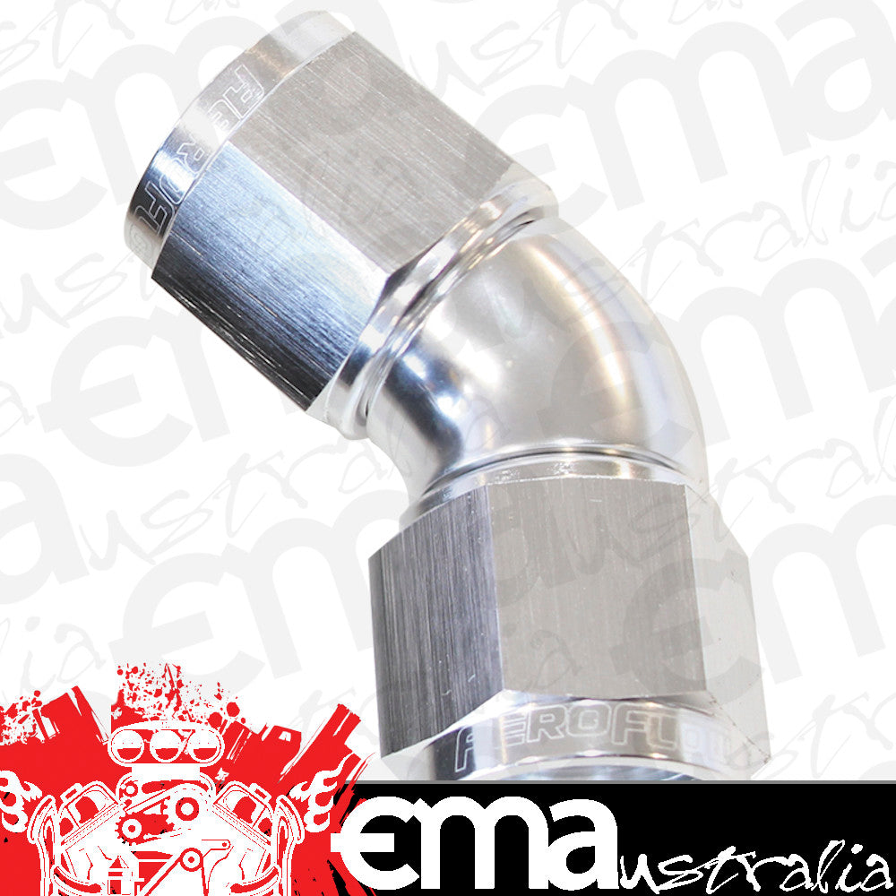 Aeroflow AF563-16S -16AN 45 Deg Swivel Coupler Silver Billet Full Flow 1 Piec