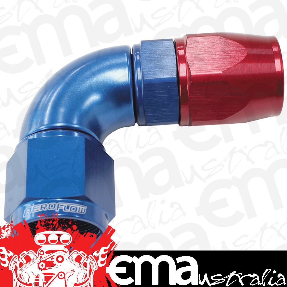Aeroflow AF573-04D 90 Deg -4AN Full Flow Teflon Hose End Blue 1 Piece Fullflow