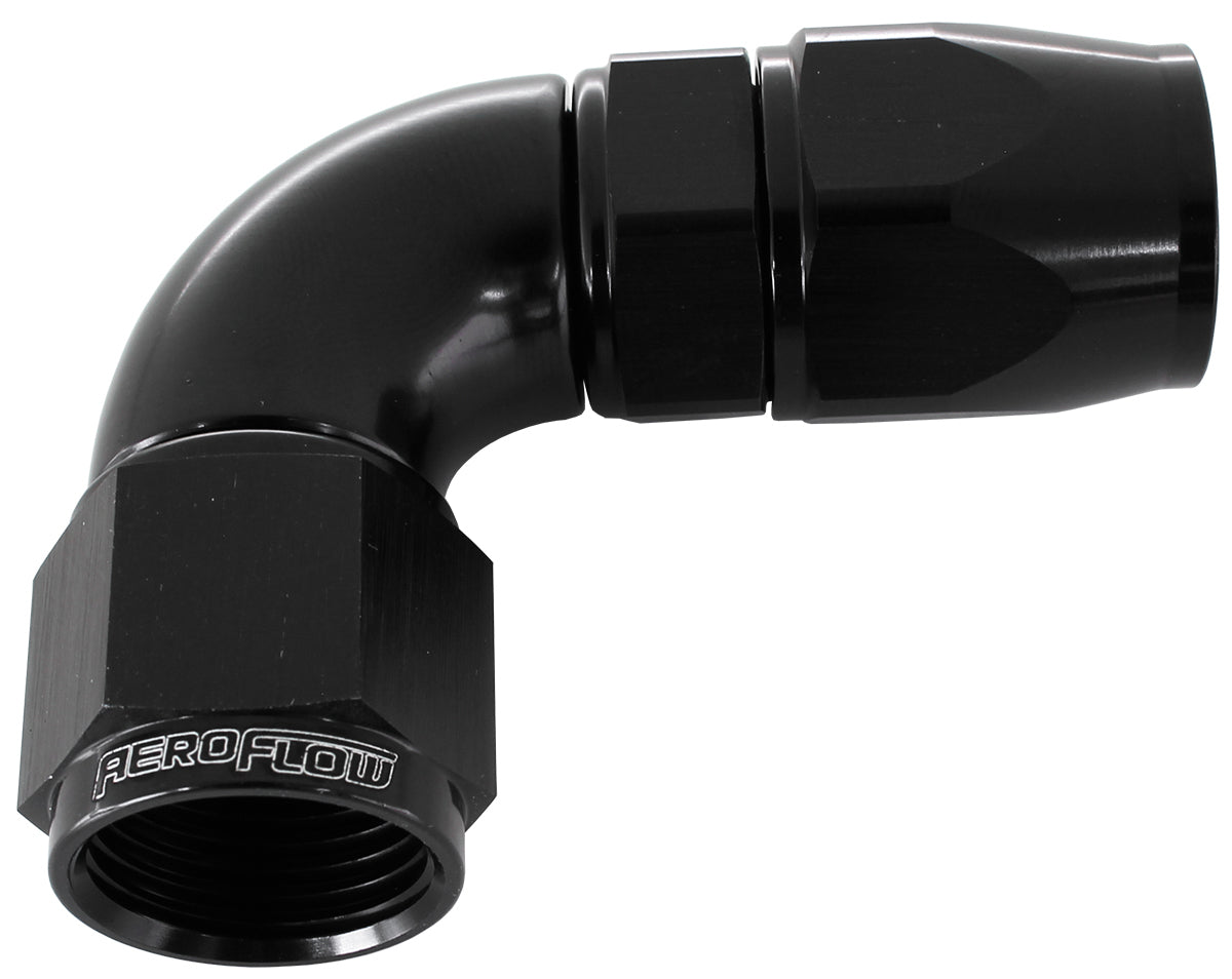 Aeroflow AF573-08DBLK-25 90 Deg -8AN Full Flow Teflon Hose End Black 1 Piece (25 Pack)