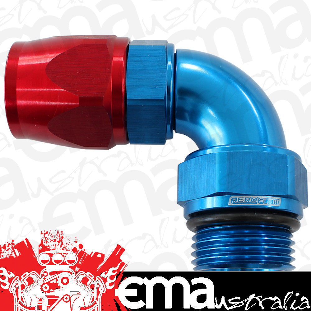 Aeroflow AF583-12-12D Male End -12ORB to 12AN Telfonfull Flow Billet 90 Deg Blue