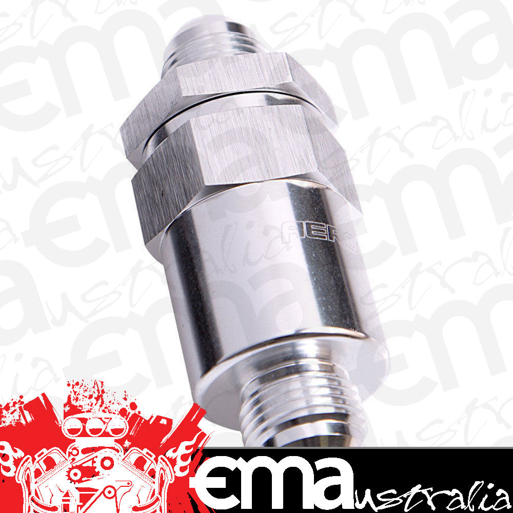 Aeroflow Performance Products AF609-08S Billet Fuel Filter -8AN Silver 30 Micron Bronze Filter