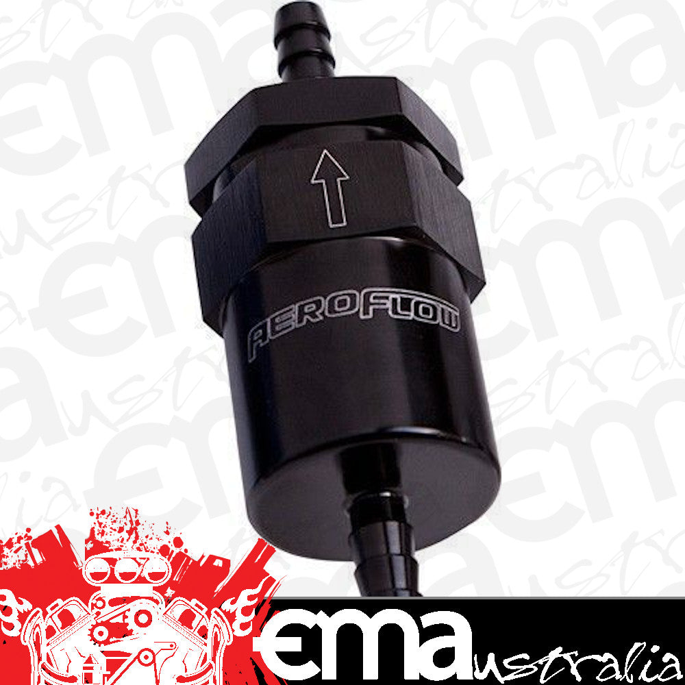 Aeroflow Performance Products AF610-08BLK Billet Fuel Filter 1/2" Barb Black 30 Micron Bronze Filter