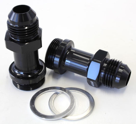 Aeroflow AF700-08BLK Holley Inlet Fitting -8AN Black 7/8" x 20 to -8AN Long