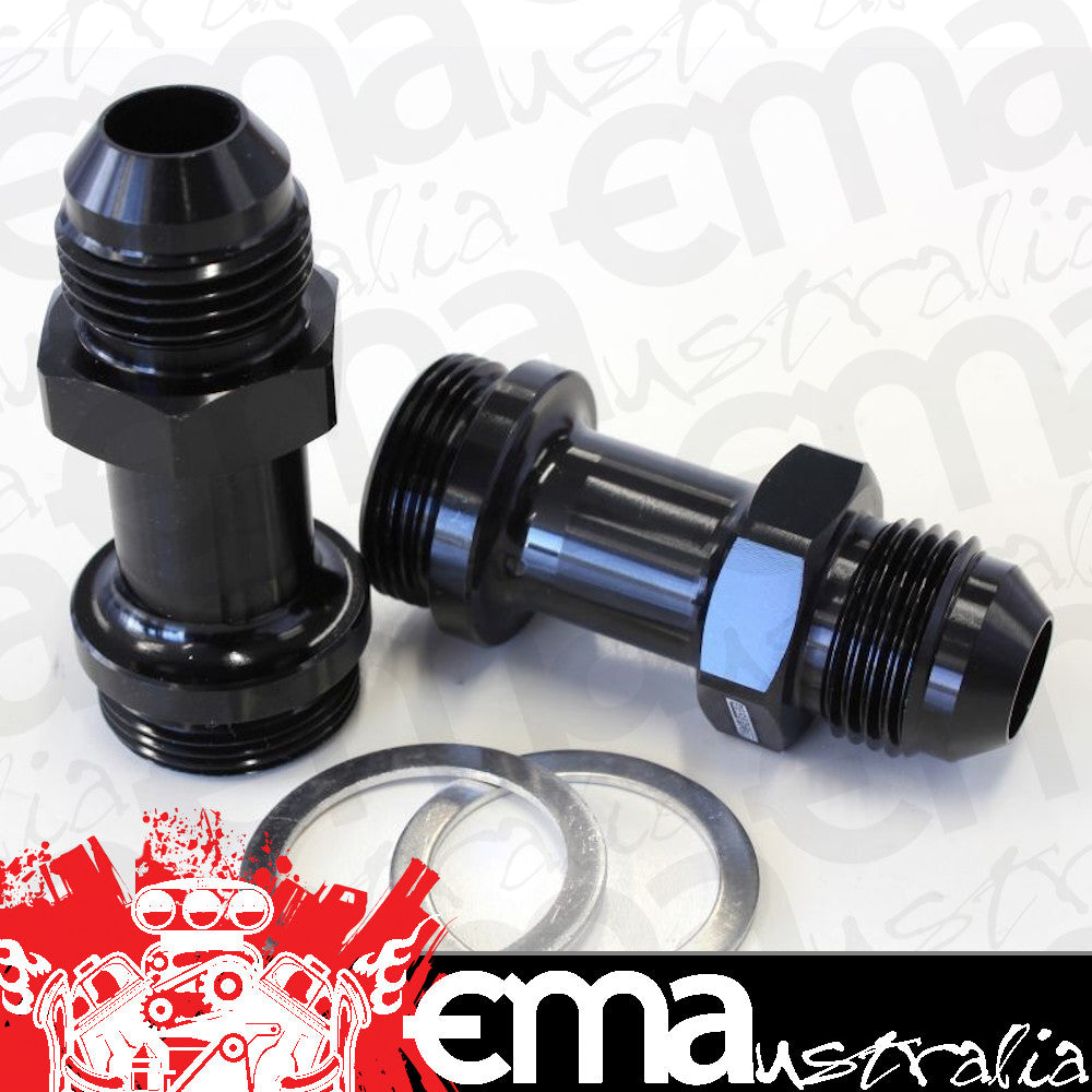 Aeroflow AF700-08BLK Holley Inlet Fitting -8AN Black 7/8" x 20 to -8AN Long