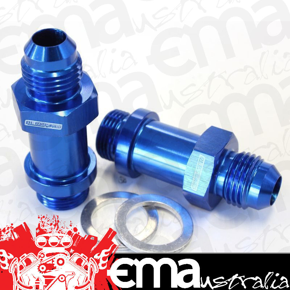 Aeroflow AF701-06-L Barry Grant Demon Inlet Fitting -6AN Blue 9/16" x 24 to -6AN Long