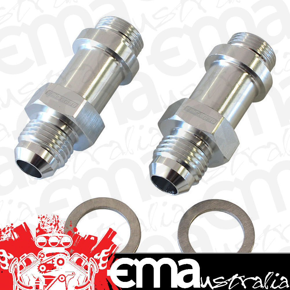 Aeroflow AF701-06-LS Barry Grant Demon Inlet Fitting -6AN Silver 9/16" x 24 to -6AN Long