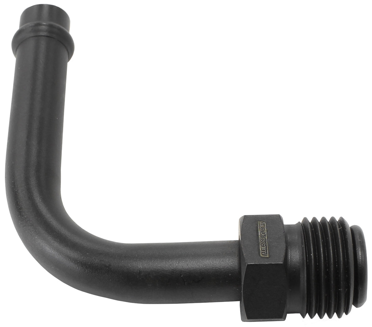 Aeroflow AF714-27BLK Holley Carb Inlet Fittings 5/8Inverted to 3/8" Barb 90 Deg