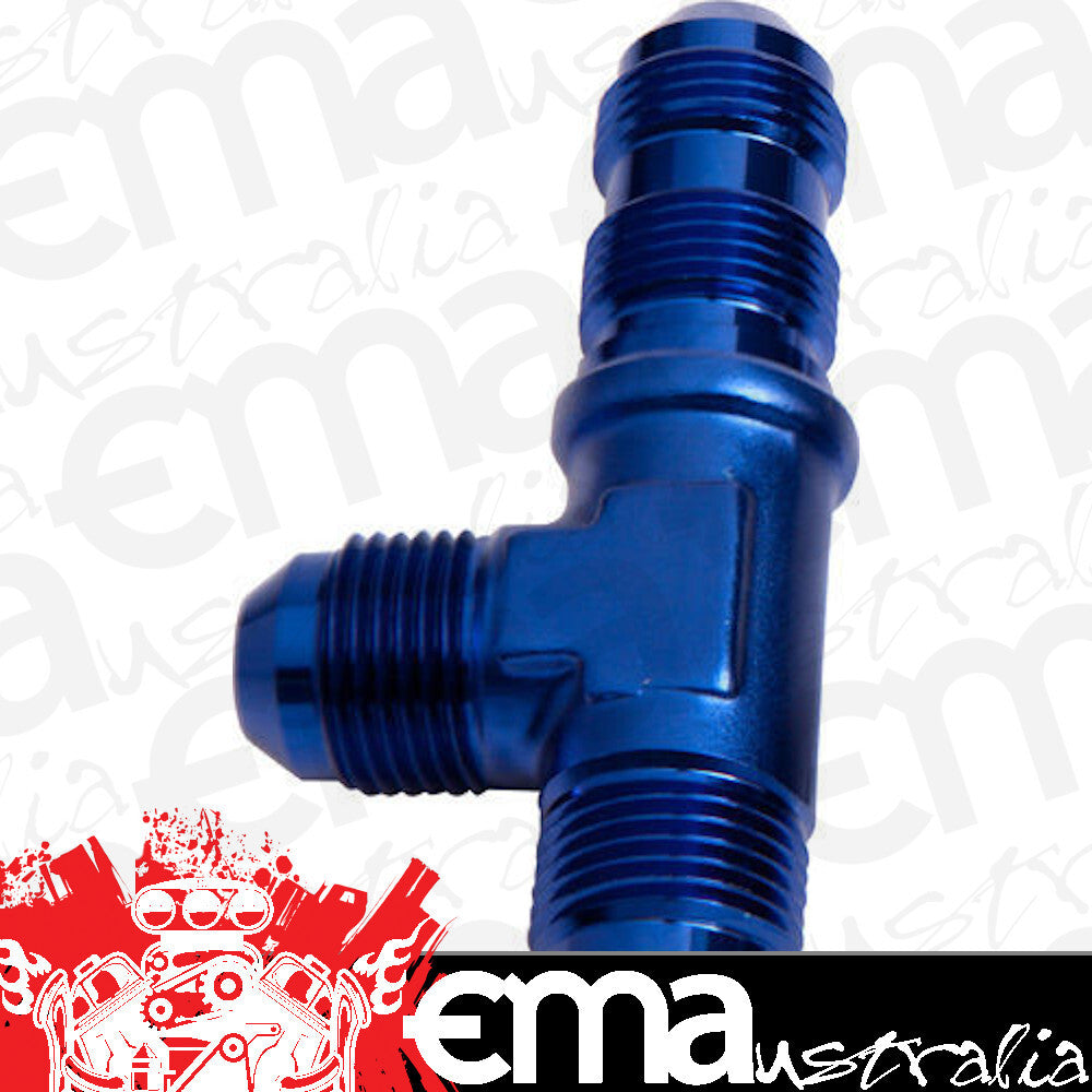 Aeroflow AF804-03 Male -3AN Tee Bulkhead On Run Blue Male -3AN Nut Seperate